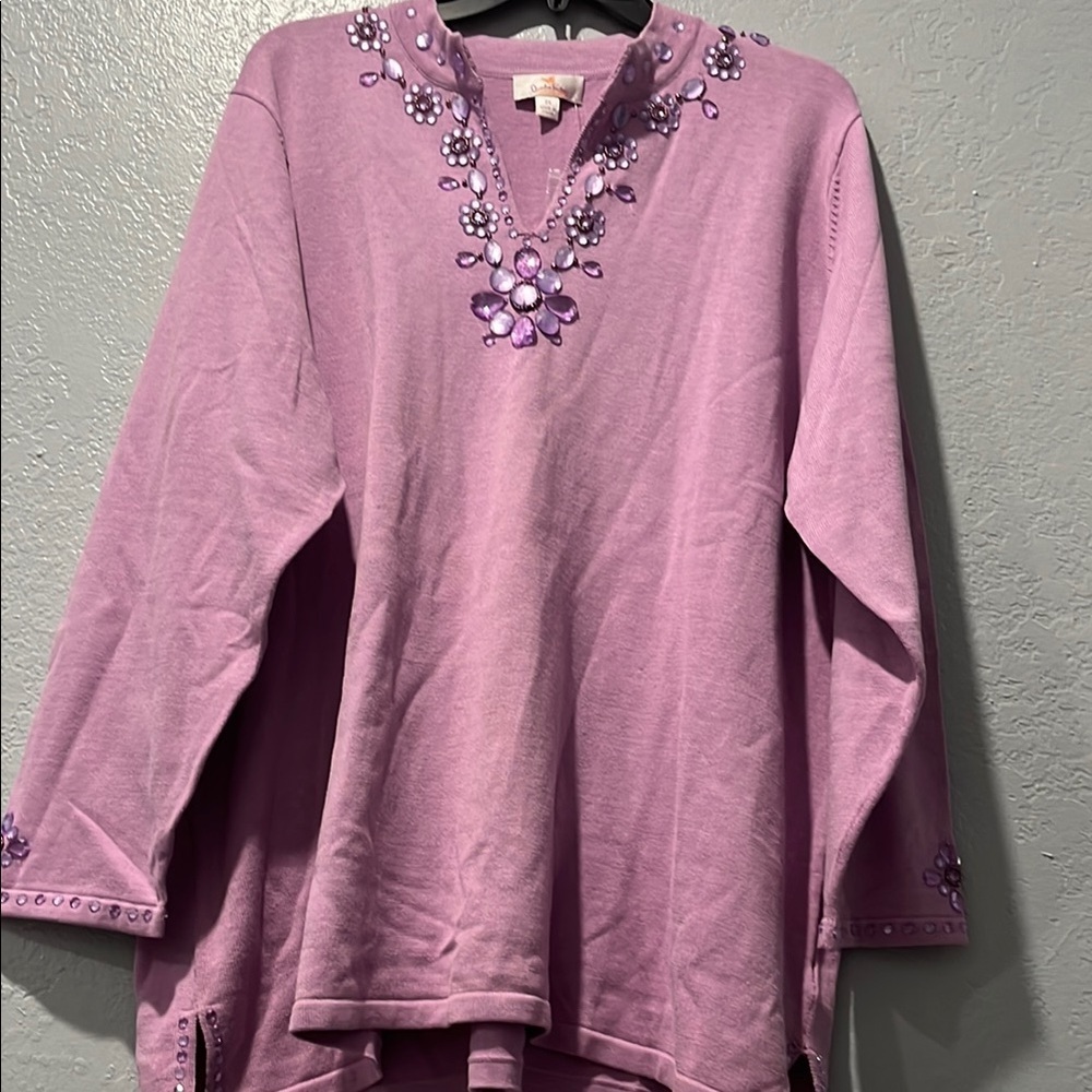 Quacker factory women’s Embellished Purple Women's Top